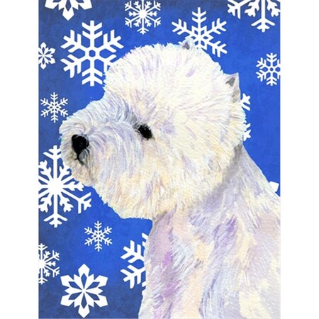 Carolines Treasures 28 x 40 in. Westie Winter Snowflakes Holiday House Size Canvas Flag LH9270CHF